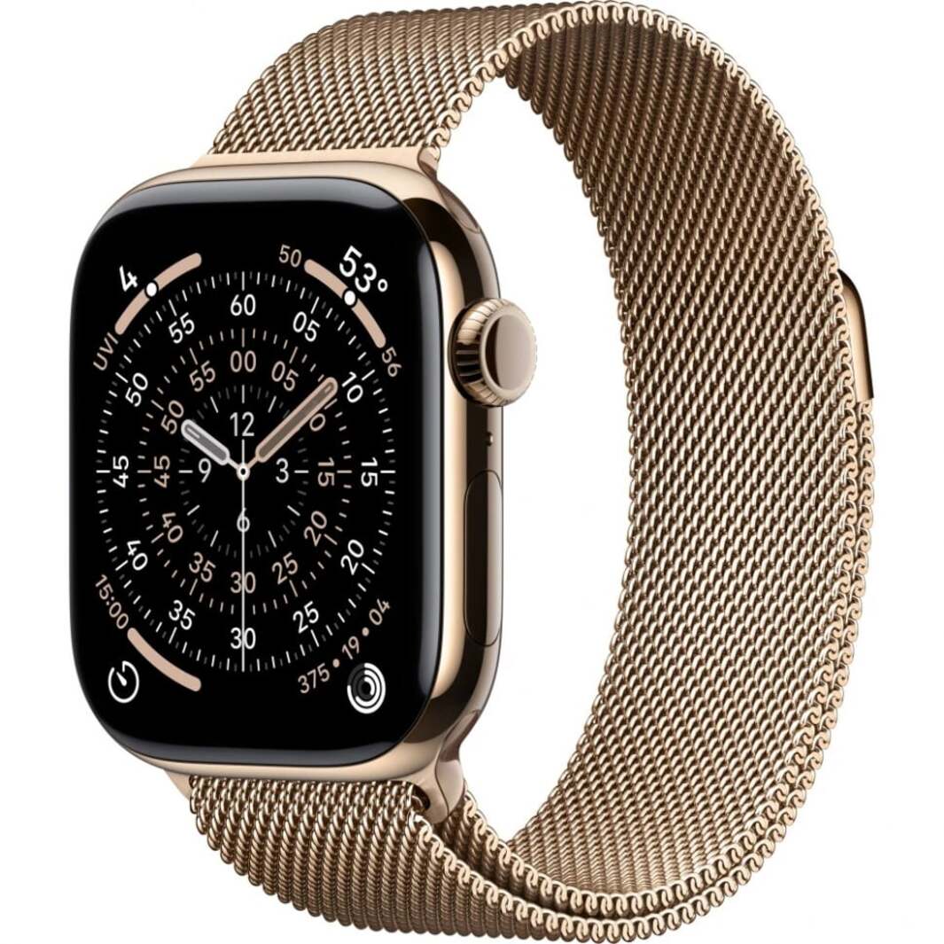 Apple Watch 11 42mm Титан Золотые Ремешок Milanese S/M Золотого Цвета