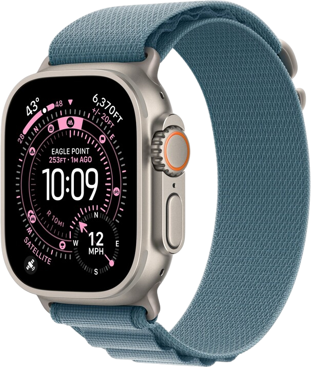 Apple Watch Ultra 3 49mm Бежевый Титан Ремешок S Alpine Светло-Синего Цвета 2025