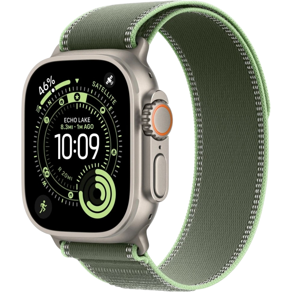 Apple Watch Ultra 3 49mm Бежевый Титан Ремешок S/M Trail Зеленого Цвета 2025