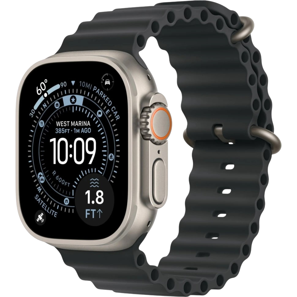 Apple Watch Ultra 3 49mm Бежевый Титан Ремешок Ocean Черного Цвета 2025