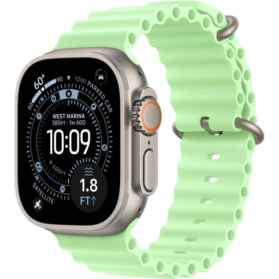 Apple Watch Ultra 3 49mm Бежевый Титан Ремешок Ocean Светло-Зеленого Цвета 2025