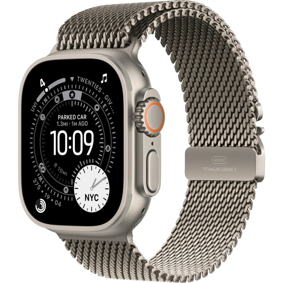 Apple Watch Ultra 3 49mm Бежевый Титан Ремешок M Milanese Бежевого Цвета 2025