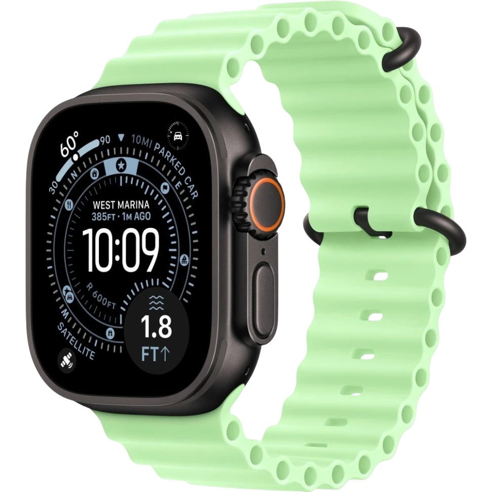 Apple Watch Ultra 3 49mm Черный Титан Ремешок Ocean Светло-Зеленого Цвета 2025