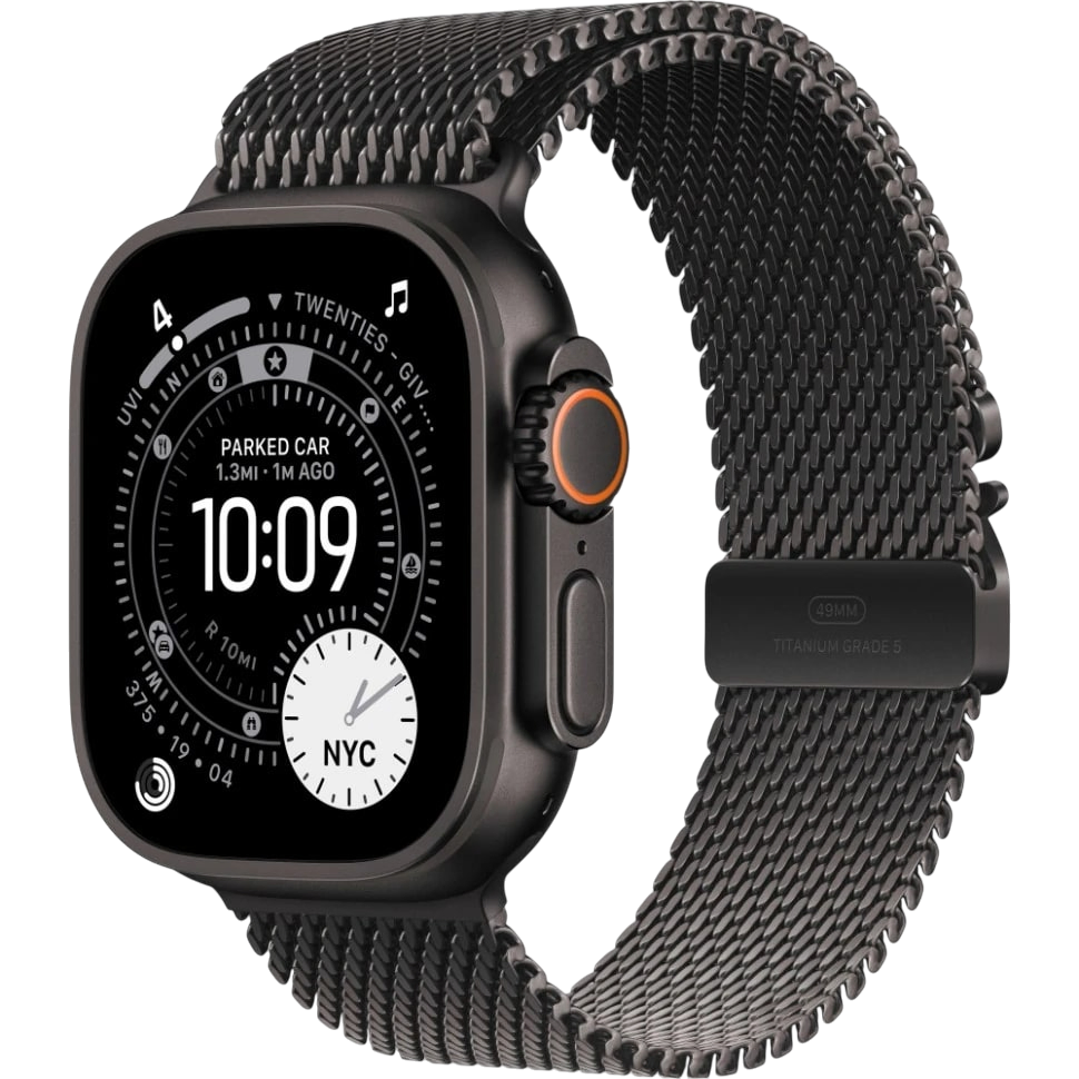 Apple Watch Ultra 3 49mm Черный Титан Ремешок M Milanese Черного Цвета 2025
