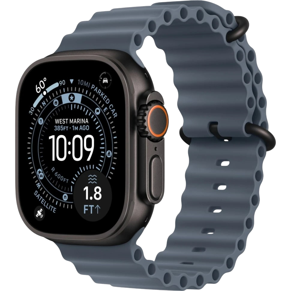 Apple Watch Ultra 3 49mm Черный Титан Ремешок Ocean Синего Цвета 2025
