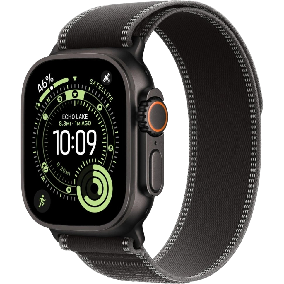 Apple Watch Ultra 3 49mm Черный Титан Ремешок S/M Trail Черного Цвета 2025
