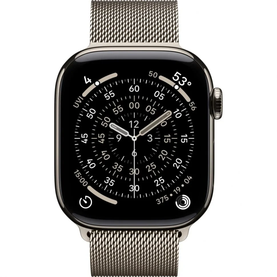 Apple Watch 11 46mm Титан Бежевый Ремешок Milanese S/M Бежевого Цвета