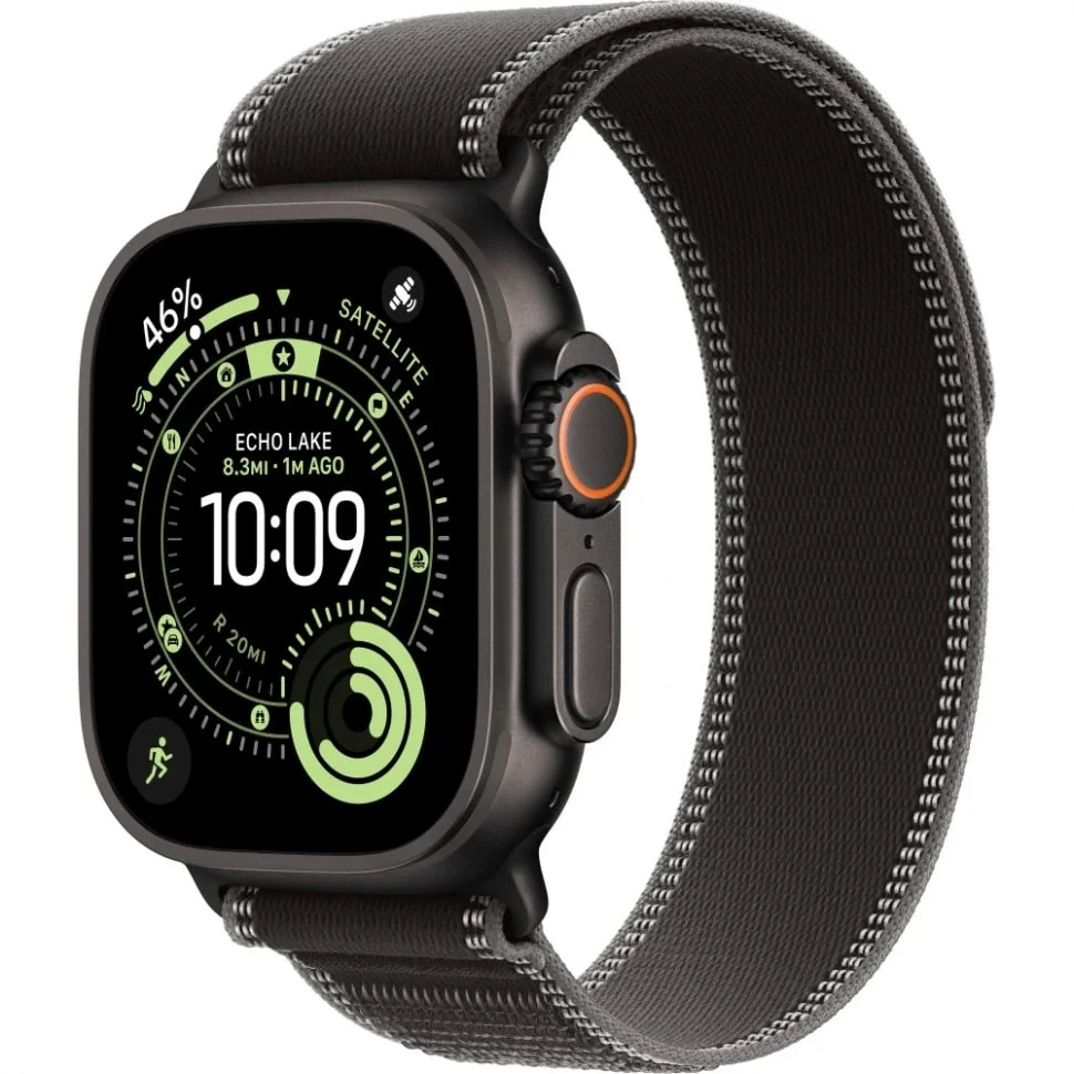 Apple Watch Ultra 3 49mm Черный Титан Ремешок M/L Trail Черного Цвета 2025