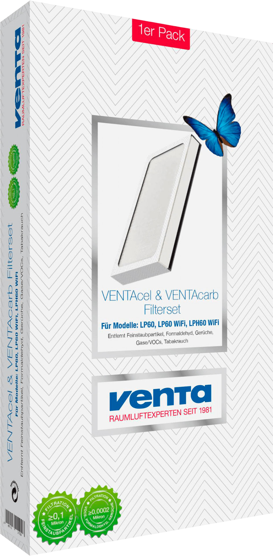 Фильтр 2 в 1 - VENTAcel с угольным фильтром для LP60/LPH60/AP902/AH902 (0,1 мкм)
