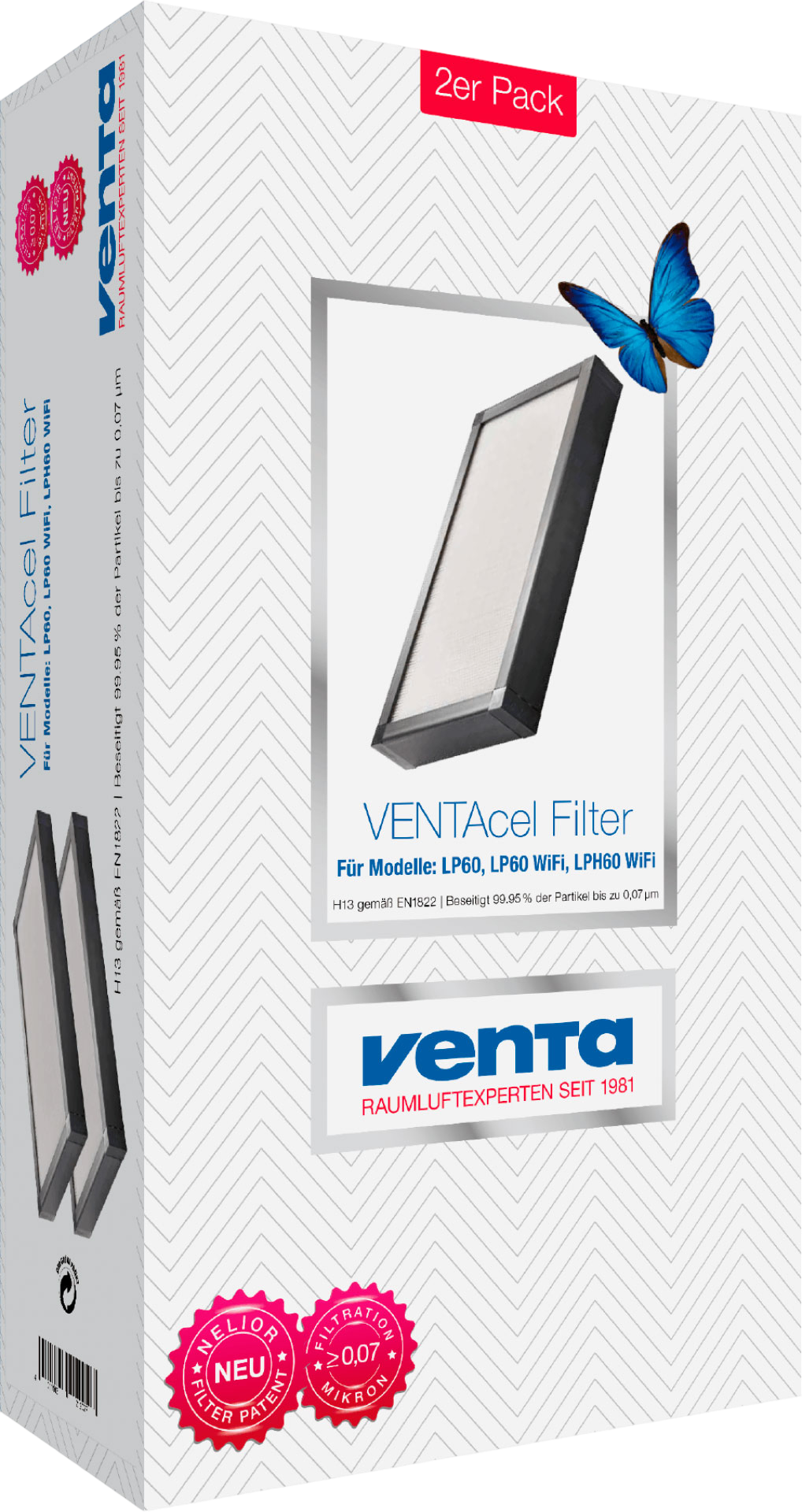 Фильтр тонкой очистки 2 шт PREMIUM VENTAcel H13 "Nelior" для LP60/LPH60/AP902/AH902 (0,07 мкм)